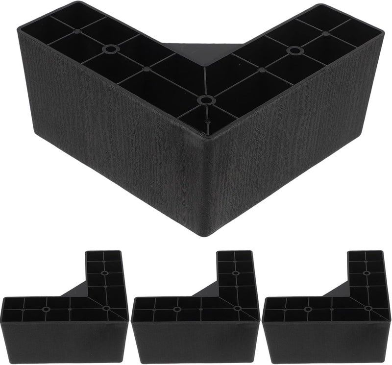 ABOOFAN 4pcs Plastic L-Shaped Furniture Legs Bed Risers Heavy Duty Sofa Support Feet 7.5cm Black Moisture Resistant for Dorm Bed Frame and Table - Image 1