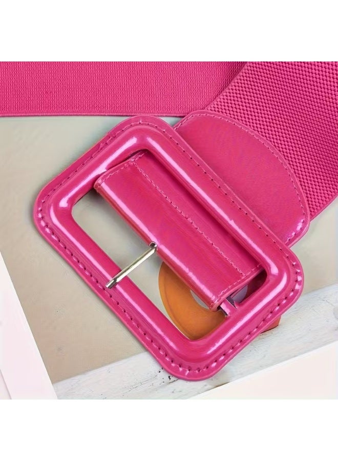 Goolsky Rectangle Pin Buckle Wide Belt Women's Vintage Versatile Elastic Waistband Casual Daily Dress Coat Decoration Girdle - Image 4