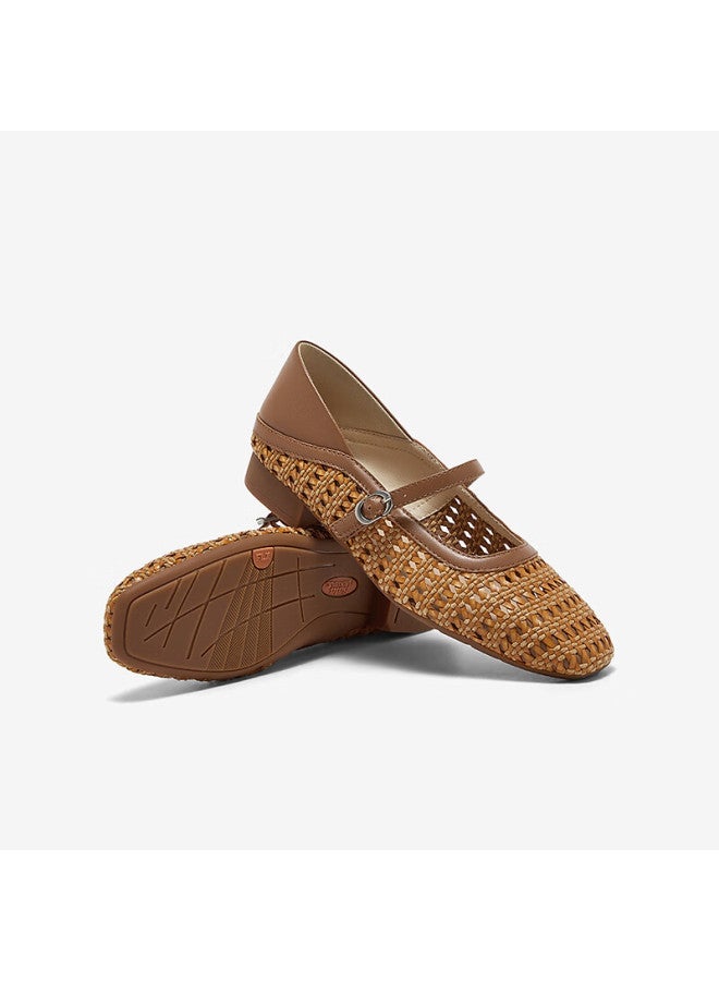Bata Endless Holiday Woven Mary Jane Breathable Low-Cut Women'S Shoes Brown Awv37Bq5 38 - Image 4