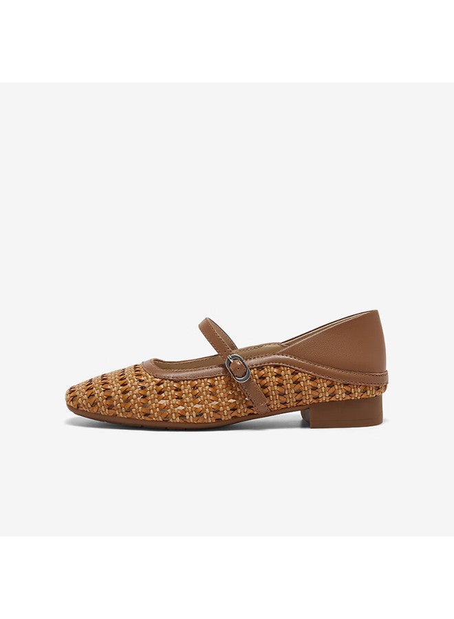 Bata Endless Holiday Woven Mary Jane Breathable Low-Cut Women'S Shoes Brown Awv37Bq5 38 - Image 2