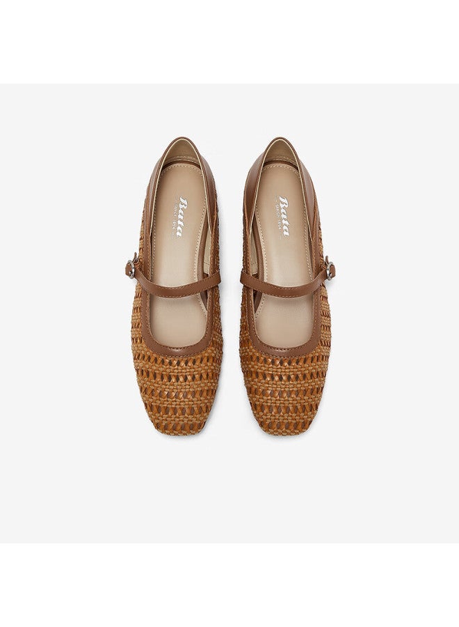 Bata Endless Holiday Woven Mary Jane Breathable Low-Cut Women'S Shoes Brown Awv37Bq5 38 - Image 3