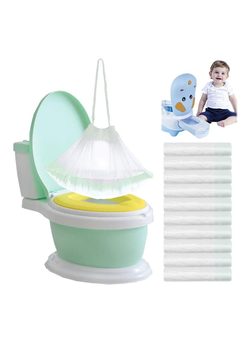Anyumocz Pack Of 100 Drawstring Training Toilet Seat Liner Bags For Kids, Toddler - Image 1