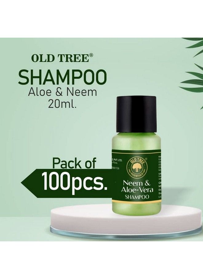 Old Tree - Neem & Aloevera Hair Shampoo Toiletries Kit 20Ml (Set Of 100 Pcs) ; Travel Size Small Shampoo Kit For Travelling Hotel Room Guest House ; Hotel Amenities And Accessories - Image 1