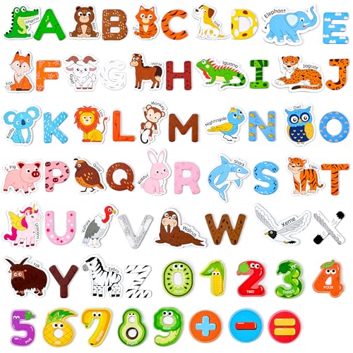 JoyCat Wooden Kids Magnets 26 Cute Animals Alphabet Uppercase Letters and 09 Numbers Fridge Magnets for Toddlers Fun Educational Spelling Learning Gift for Toddlers Kids - Image 1