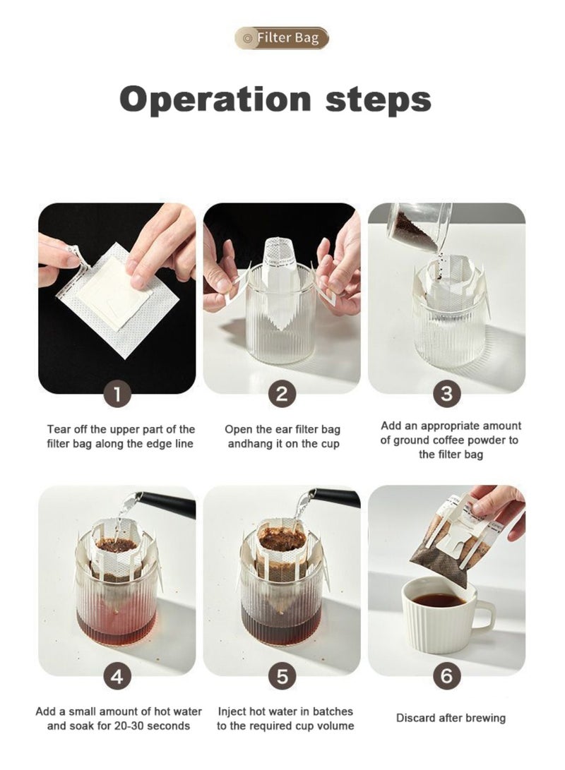 100pcs ورقة تصفية القهوة المحمولة معلقة الأذن قطرة حقيبة القهوة واحدة تخدم تصفية القهوة قطرة القابلة للتصرف مثالية للسفر والتخييم والمنزل والمكتب - Image 4