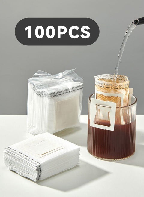 100Pcs Portable Coffee Filter Paper Hanging Ear Drip Coffee Bag Single Serve Disposable Drip Coffee Filter Perfect for Travel, Camping, Home, Office ﻿