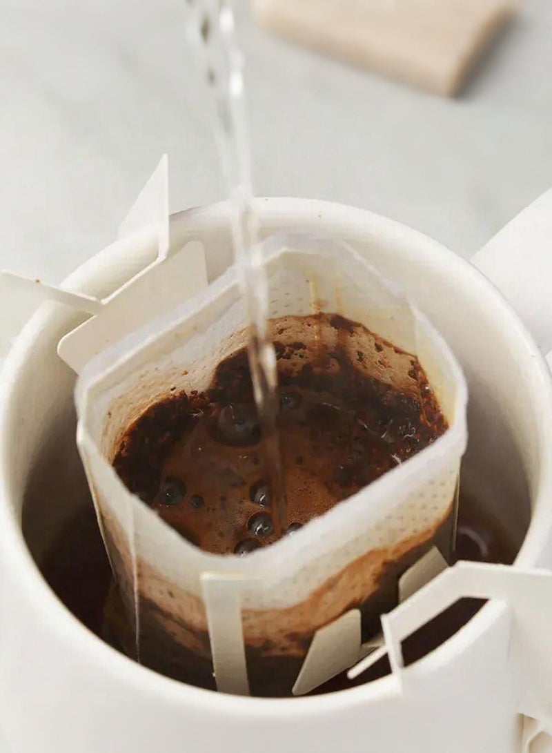 100pcs ورقة تصفية القهوة المحمولة معلقة الأذن قطرة حقيبة القهوة واحدة تخدم تصفية القهوة قطرة القابلة للتصرف مثالية للسفر والتخييم والمنزل والمكتب - Image 2