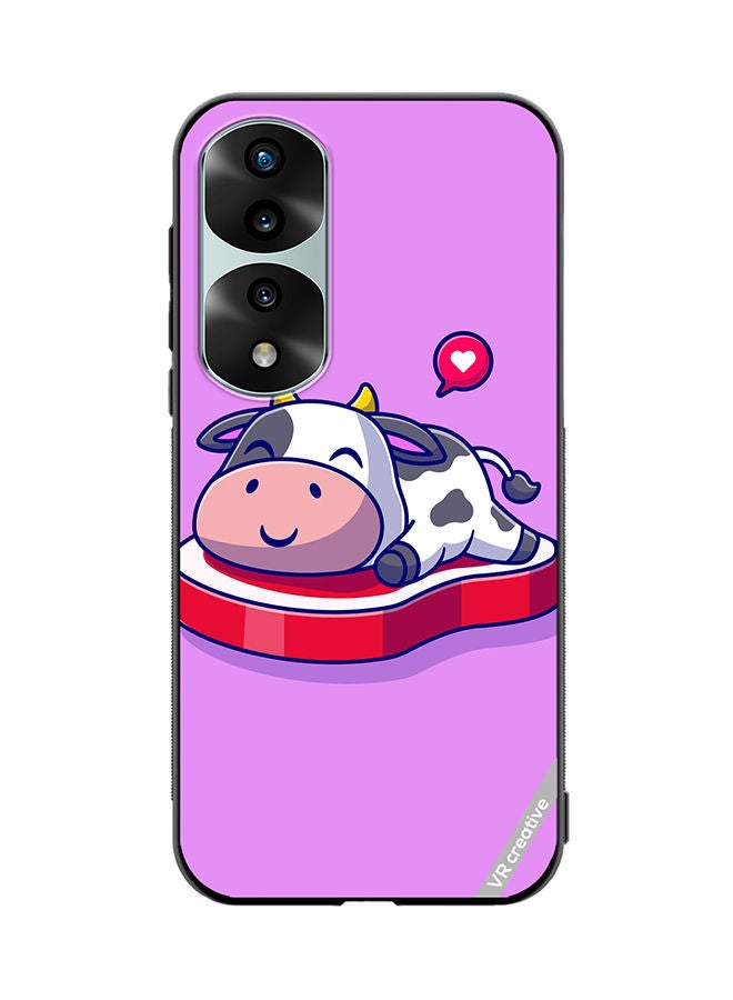 VR CREATIVE Protective Case Cover For Honor 70 Pro Cute Cow Sleeping On Beef Steak Cartoon Design Multicolour - Image 1
