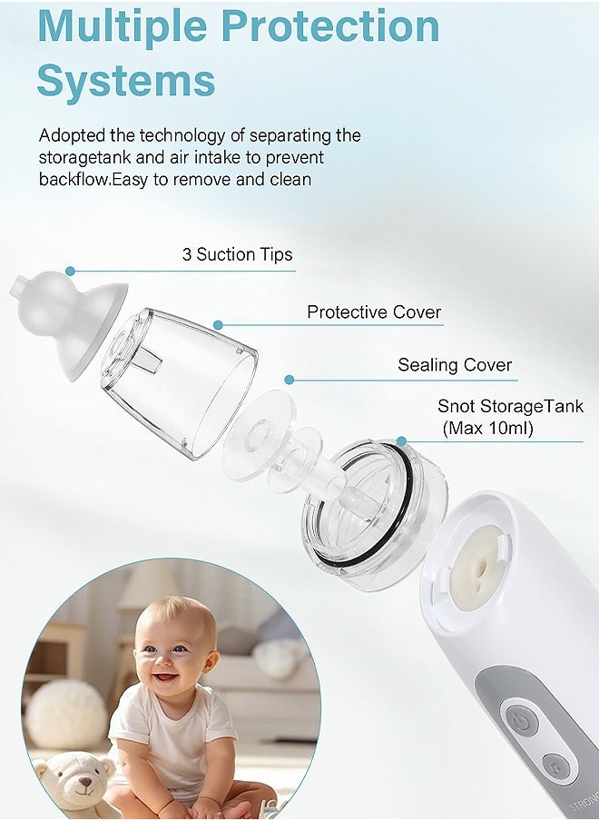 Gecomo Baby Electric Nasal Aspirator, Rechargeable Baby Nasal Suction with 3 Silicone Tips, Adjustable Suction Level and Soothing Piano Music Soft Lighting Function  - Image 2