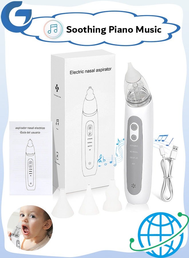 Gecomo Baby Electric Nasal Aspirator, Rechargeable Baby Nasal Suction with 3 Silicone Tips, Adjustable Suction Level and Soothing Piano Music Soft Lighting Function - Image 1