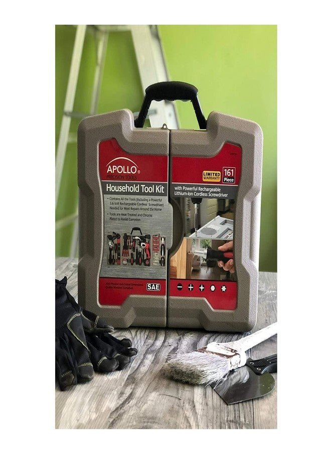 أبوللو مجموعة أدوات منزلية كاملة من أبولو تولز، مكونة من 161 قطعة، مع مفك براغي لاسلكي ببطارية ليثيوم أيون 3.6 فولت ومجموعة من الأدوات اليدوية الأكثر أهمية للقوارب والمركبات والجراج - أحمر - DT0739 - Image 5