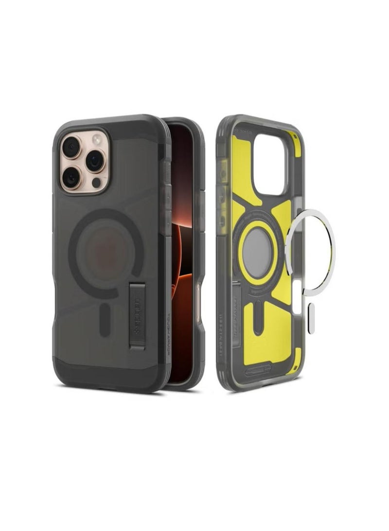 Spigen Tough Armor MagFit AI for iPhone 16 Pro Case Cover MagSafe with Kickstand (2024) - Frost Black - Image 1