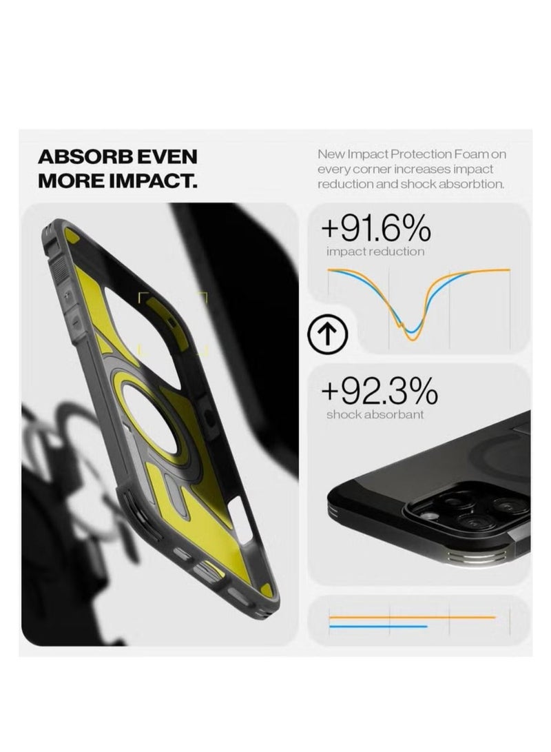 Spigen Tough Armor MagFit AI for iPhone 16 Pro Case Cover MagSafe with Kickstand (2024) - Frost Black - Image 5