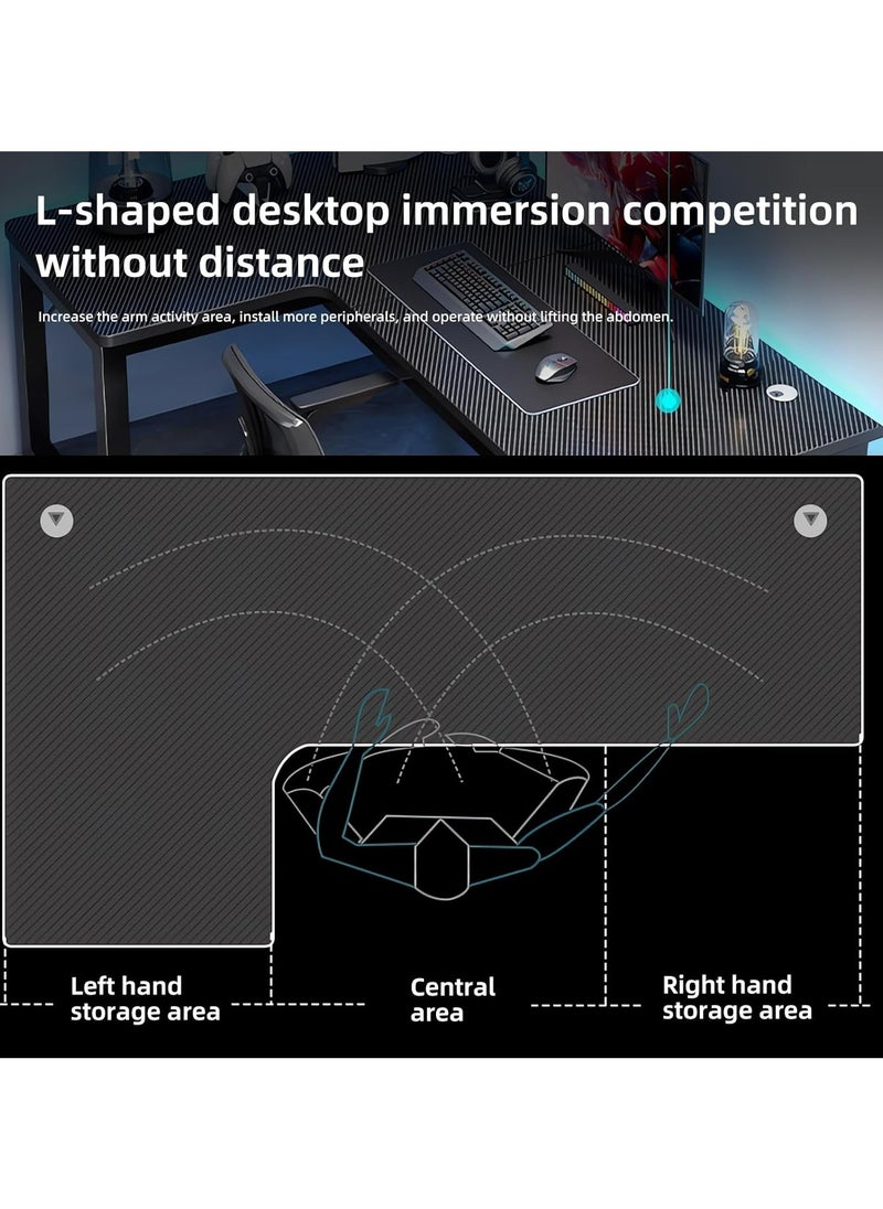 OHAHO L-Shaped Desk Computer Corner Desk with Shelf, L Shaped Home Office Table, Large Gaming Table Sturdy Writing Desks Writing Workstation (Black with Shelf, 140CM)  - Image 5