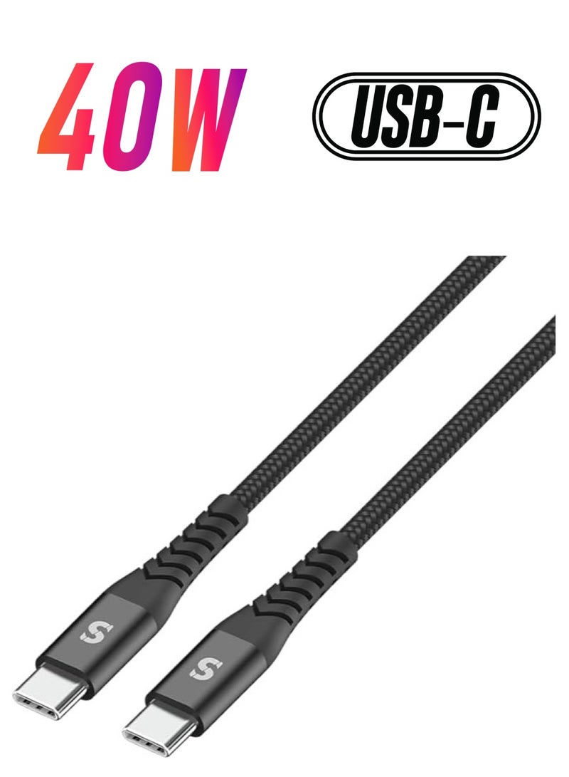 SWITCH C-B310 CABLE 40W FAST CHARGING BLACK Delivery PD Fast charge Cable USB C to USB C for iPhone 15 Pro/15 Pro Max/15/15 Plus, iPad mini-6, MacBook Pro, iPad Pro, Samsung S24/S24 Ultra, Huawei P60