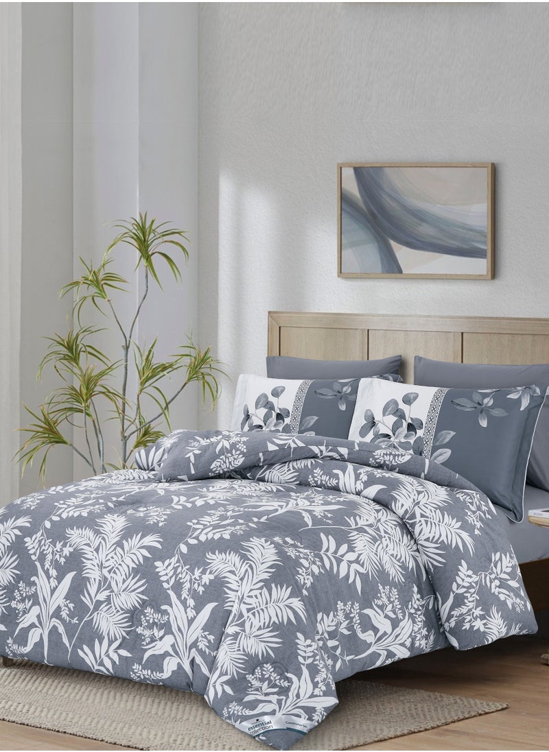 Donetella - Printed Comforter Set 4-Pcs Queen Size All Season Bed Fits(140 X 200 Cm)Bedding Set With Removable Filler And Down Alternative Filling, Grey - Image 1