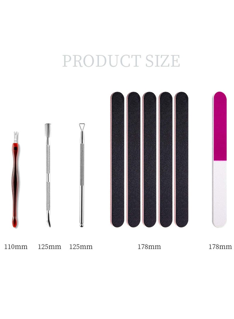 KASTWAVE Nail Files and Buffers Sets, 22pcs Professional Manicure Tools Kit with Stainless Steel Cuticle Pusher and Dead Skin Fork Nail Removal Nail Care Sets for Men Women - Image 4