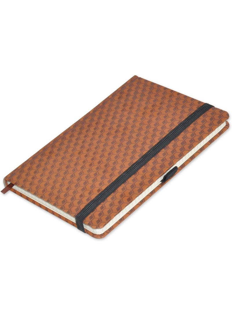 FIS FIS® Executive Notebook, Size 13x21CM, 96 Sheets 5MM Square With Elastic PU Window Brown Design 3 -FSNBEX5M1321BR3  - Image 1