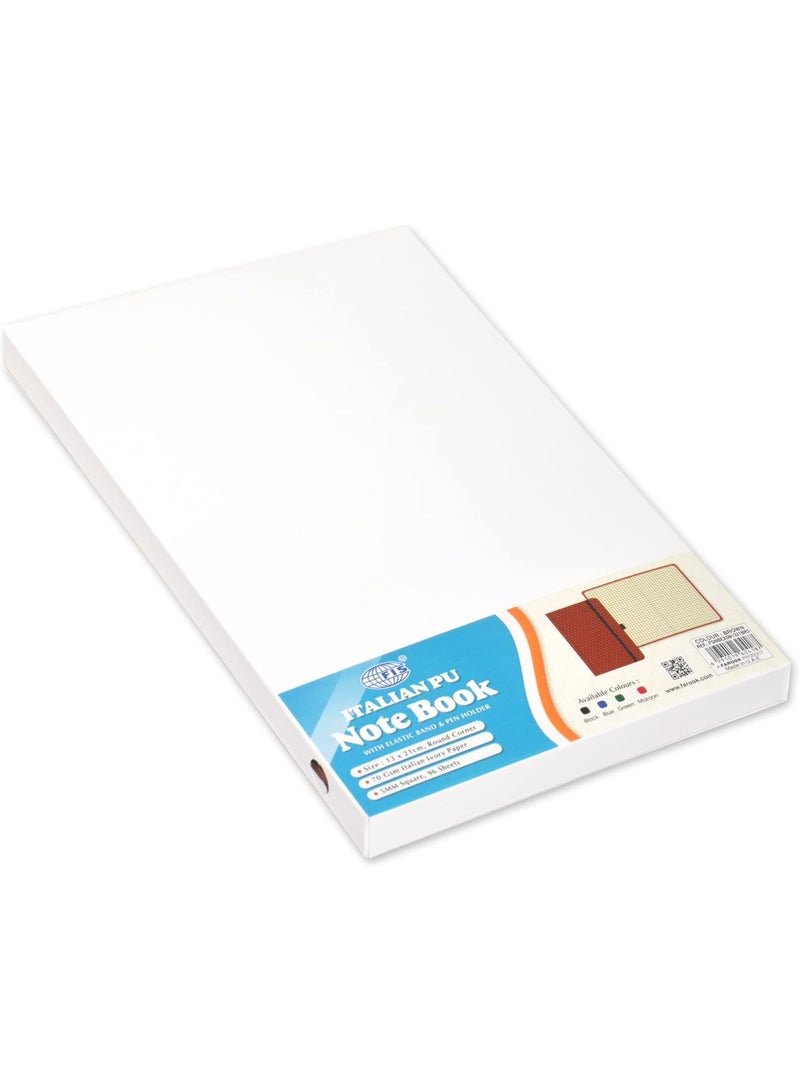FIS FIS® Executive Notebook, Size 13x21CM, 96 Sheets 5MM Square With Elastic PU Window Brown Design 3 -FSNBEX5M1321BR3  - Image 3