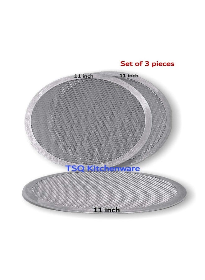 TSQ KITCHENWARE أدوات مطبخ TSQ::- شاشة بيتزا من الألومنيوم مقاس 11 بوصة - للاستخدام في أفران الميكروويف في وضع الحمل الحراري - العبوة تحتوي على 3 قطع. - Image 2