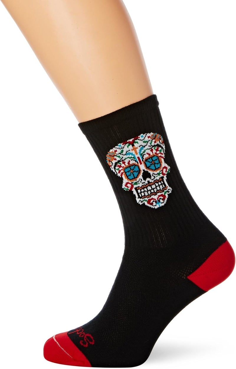 Sockguy El Dia Crew Technical Socks with Sugar Skull Design
