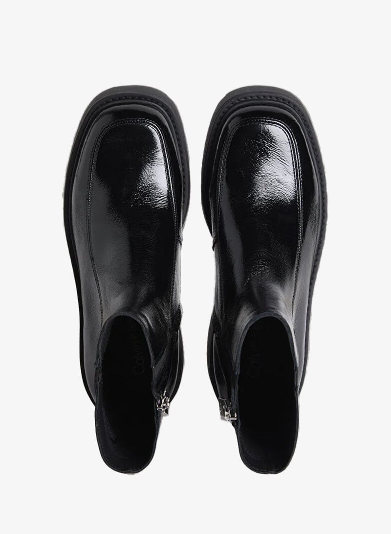 كالفن كلاين جينز جزمة جلد بكعب سميك بسحاب - Image 4