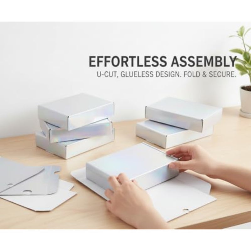 Shipping Boxes, 12 Packs Iridescent Shipping Boxes for Small Business Paper Gift Boxes with Lids Corrugated Cardboard Boxes for Shipping, Packaging, Storage, Craft Gifts Giving 8 * 5.5 * 1.6 Inches - Image 3