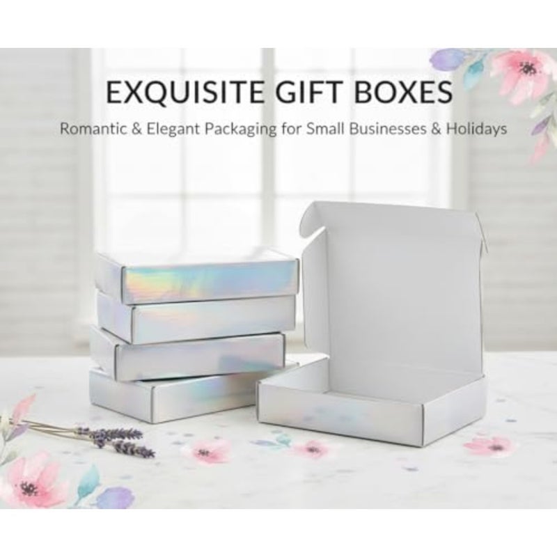 Shipping Boxes, 12 Packs Iridescent Shipping Boxes for Small Business Paper Gift Boxes with Lids Corrugated Cardboard Boxes for Shipping, Packaging, Storage, Craft Gifts Giving 8 * 5.5 * 1.6 Inches - Image 4