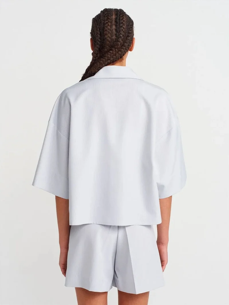 ديلفين Dilvin Oversized Crop Crepe Overshirt