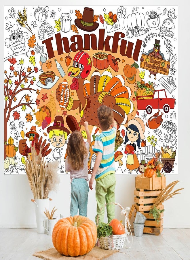 HOWAF Thanksgiving Gobble Coloring Poster with 24 pcs Paint Pens, Turkey Jumbo Paper Coloring Banner Tablecloth, Turkey Touchdowns Coloring Banner for Kids for Fall Harvest Classroom Home Party Supplies - Image 5