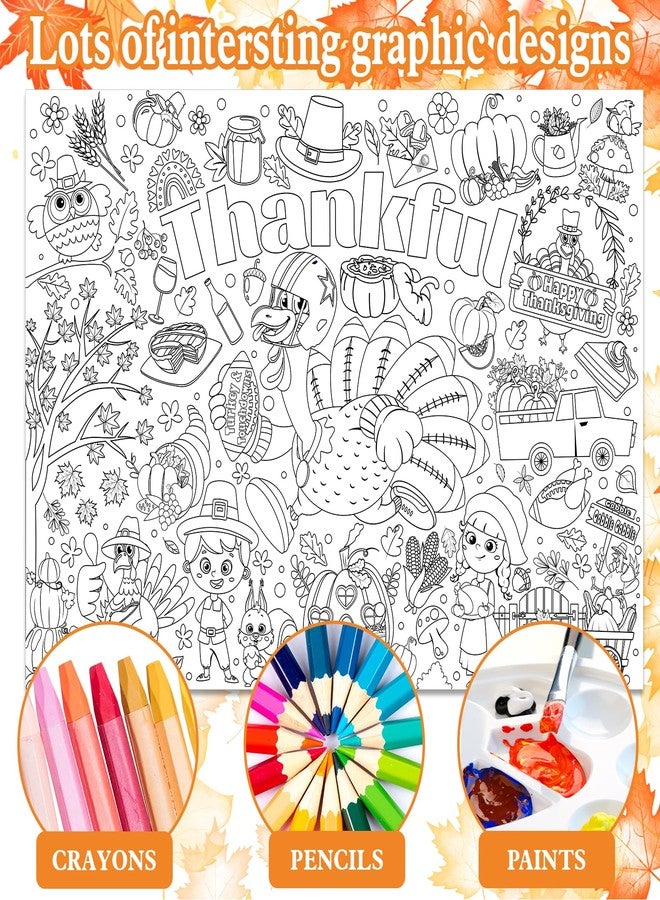 HOWAF Thanksgiving Gobble Coloring Poster with 24 pcs Paint Pens, Turkey Jumbo Paper Coloring Banner Tablecloth, Turkey Touchdowns Coloring Banner for Kids for Fall Harvest Classroom Home Party Supplies - Image 4
