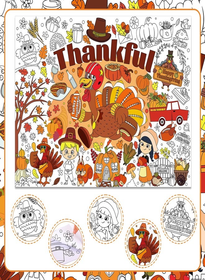 HOWAF Thanksgiving Gobble Coloring Poster with 24 pcs Paint Pens, Turkey Jumbo Paper Coloring Banner Tablecloth, Turkey Touchdowns Coloring Banner for Kids for Fall Harvest Classroom Home Party Supplies - Image 3