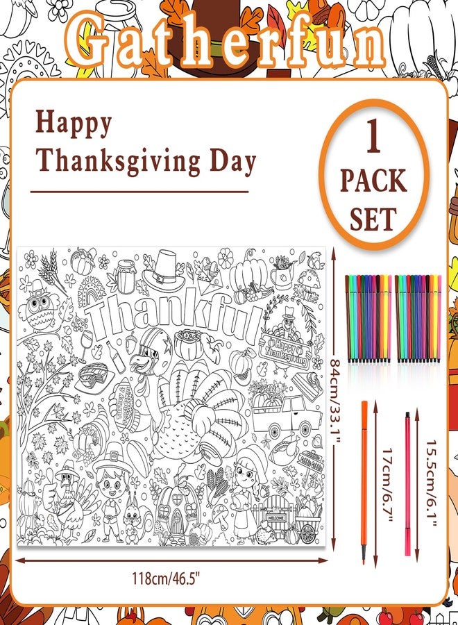 HOWAF Thanksgiving Gobble Coloring Poster with 24 pcs Paint Pens, Turkey Jumbo Paper Coloring Banner Tablecloth, Turkey Touchdowns Coloring Banner for Kids for Fall Harvest Classroom Home Party Supplies - Image 2