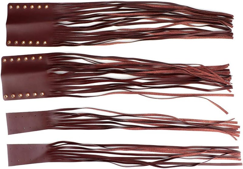 Aramox Grip Tassels - Universal 7/8in Faux Leather Hand Grips Tassel Fringe Wrap Cover for Motorcycle Brake Clutch Lever (Burgundy) - Image 1