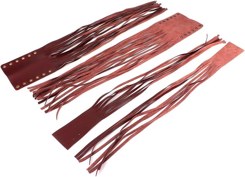 Aramox Grip Tassels - Universal 7/8in Faux Leather Hand Grips Tassel Fringe Wrap Cover for Motorcycle Brake Clutch Lever (Burgundy) - Image 5