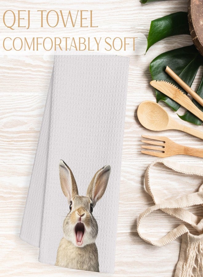 QEJ Funny Easter Bunny Bathroom Hand Towels, Gifts for Bunny Lovers, Humorous Surprised Rabbit Decorative Hand Towels for Toddler Kids Bathroom Washroom, 16x24 Inch - Image 5
