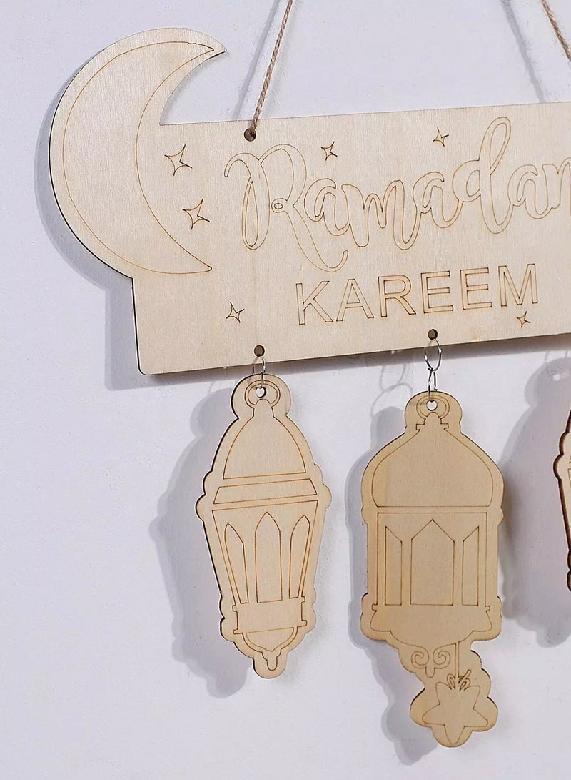 1pc Wooden Ramadan Wall Hanging  - Image 4