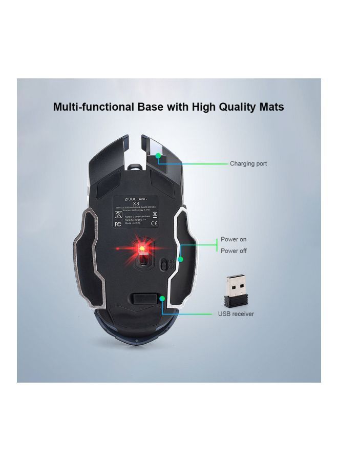 NIBEMINENT Wireless Gaming Mouse Black/Silver  - Image 4