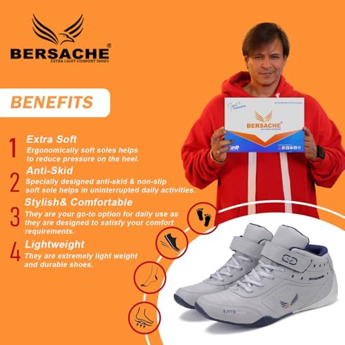 BERSACHE Premium Sports,Gym, Trending, Stylish Running Shoes For Men (Grey, 6 UK) - Image 2