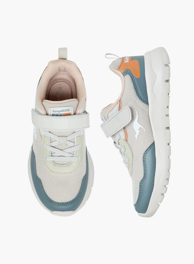 kangaROOS Girls' Colourblock Sports Shoes with Hook and Loop Closure