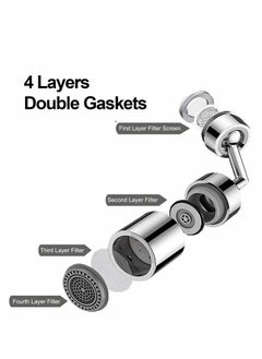 Excefore Splash Filter Faucet, Universal 720° Rotatable Faucet Sprayer Head Oxygen-Enriched Foam with 2 Water Outlet Modes 4-Layer Net Filter  - Image 3