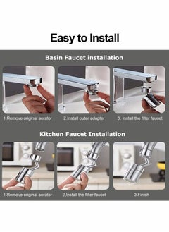 Excefore Splash Filter Faucet, Universal 720° Rotatable Faucet Sprayer Head Oxygen-Enriched Foam with 2 Water Outlet Modes 4-Layer Net Filter  - Image 5