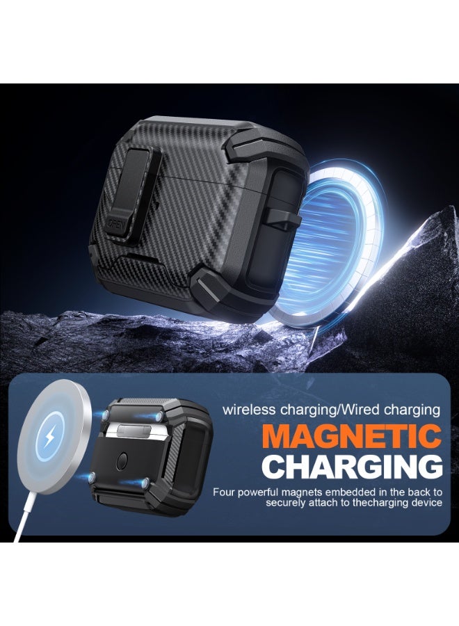 ICARLUS For AirPods Pro 2/AirPods Pro  MagSafe Magnetic Holder Carbon Fiber Pattern Earphone Case Black - Image 2