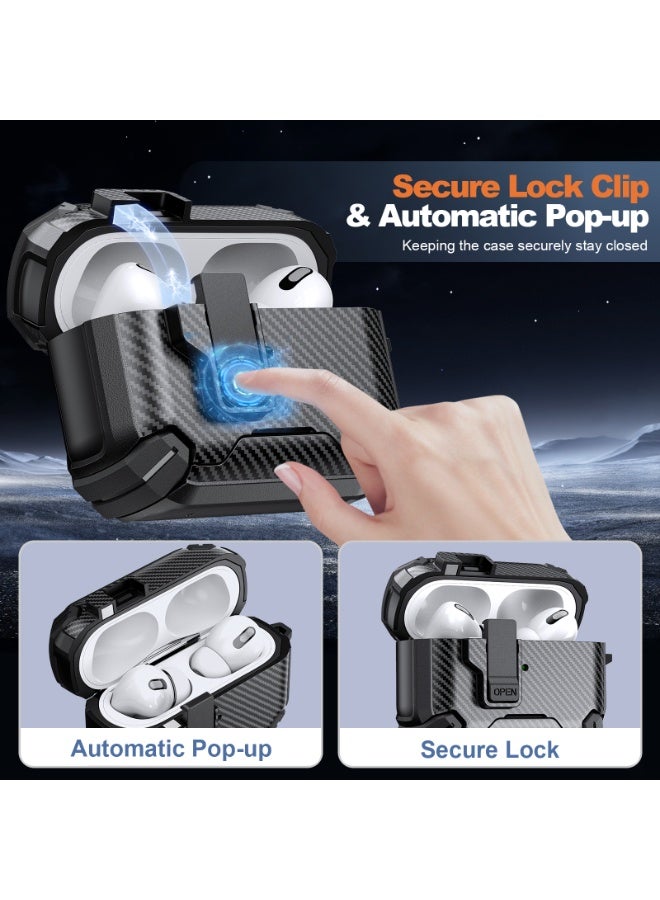 ICARLUS For AirPods Pro 2/AirPods Pro  MagSafe Magnetic Holder Carbon Fiber Pattern Earphone Case Black - Image 5