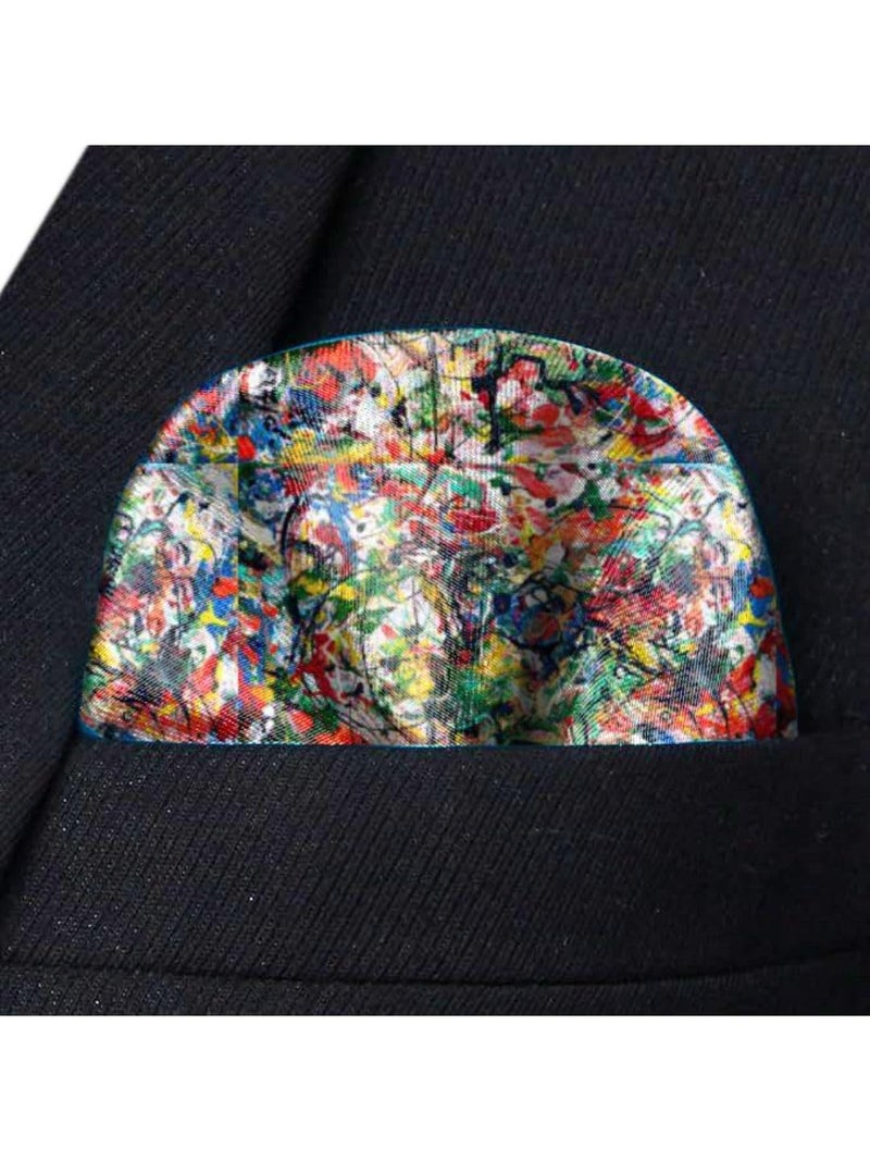 Blacksmith رباط عنق مطبوع بتصميم فني مع منديل جيب متطابق للرجال - وشاح رباط عنق للرجال مع منديل جيب متطابق - Image 3