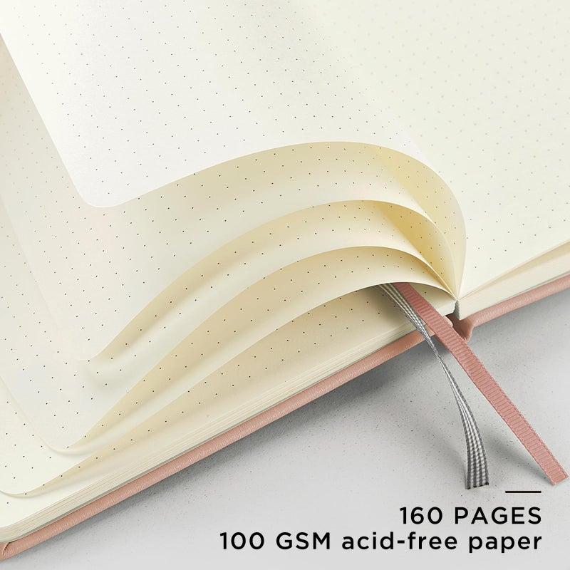 &And Per Se ⩓ Per Se Dotted Journal Notebook, A5 Hardcover Leather Bullet Dotted Journal, 160 Pages 100 gsm Thick Paperï¼Œ3 Sheets of Stickers Included - 5.7'' x 8''ï¼ˆApricotï¼‰ - Image 4
