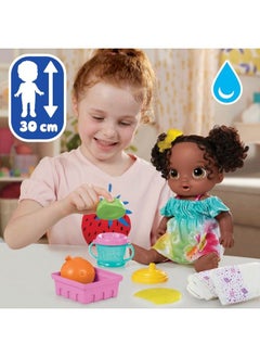 Baby Alive مجموعة دمى الأطفال Fruity Sips Lime Toys للفتيات في سن 3 سنوات، مقاس 12 بوصة، مشروبات وعصير تظاهري للأطفال من سن 3 سنوات فما فوق، شعر أسود  - Image 5
