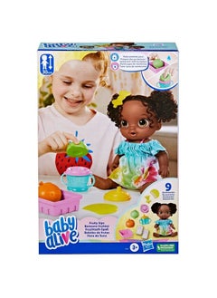Baby Alive مجموعة دمى الأطفال Fruity Sips Lime Toys للفتيات في سن 3 سنوات، مقاس 12 بوصة، مشروبات وعصير تظاهري للأطفال من سن 3 سنوات فما فوق، شعر أسود  - Image 3