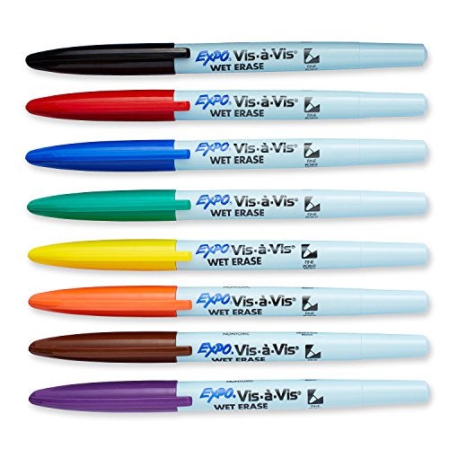 EXPO 16678B Vis-A-Vis Wet-Erase Overhead Transparency Markers, Fine Point, Assorted Colors, 8-Count - Image 5