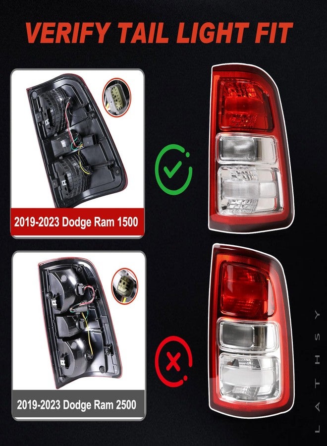 Lathsy Tail Lights Chrome Bezel Compatible With 2019-2023 Dodge Ram 1500 Right Passenger Side Replace:55112988AE - Image 3